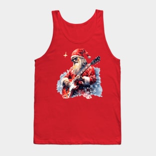 Christmas ,Santa Claus with Guitar,Rock and Roll Tank Top